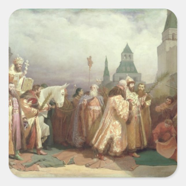 Pegatina Cuadrada Procesamiento Domingo de Ramos (Anverso)