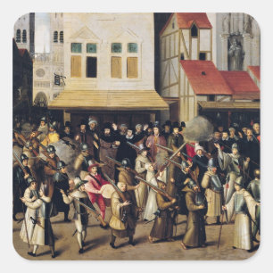 Pegatina Cuadrada Procesión de la Santa Liga en 1590