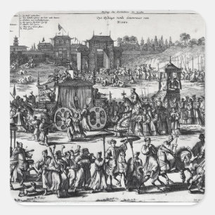 Pegatina Cuadrada Procesión de las puertas de Macao