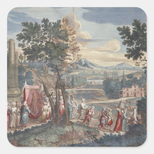 Pegatina Cuadrada Procesión matrimonial turca, 1712-13