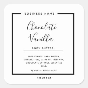 Pegatina Cuadrada producto blanco de la tipografía moderna minimalis