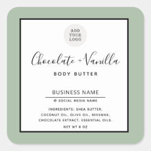 Pegatina Cuadrada Producto blanco simple de la tipografía moderna