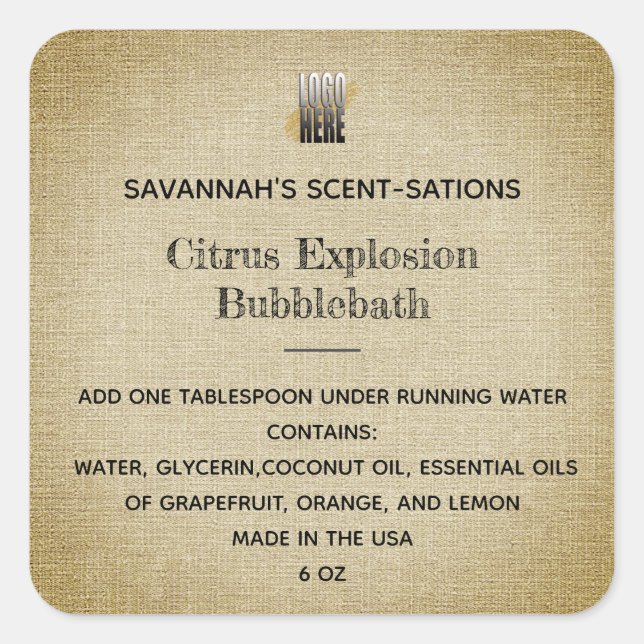 Pegatina Cuadrada Producto de autocuidado de spa con logotipo ruso e (Anverso)