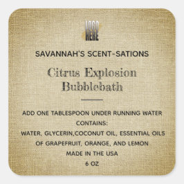 Pegatina Cuadrada Producto de autocuidado de spa con logotipo ruso e