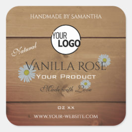 Pegatina Cuadrada Producto de grano de madera Etiquetas de embalaje 