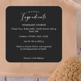 Pegatina Cuadrada Producto de Ingredientes de Panadería con Letra Ne