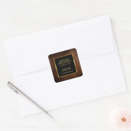 Pegatina Cuadrada Producto de madera negra dorada profesional modern