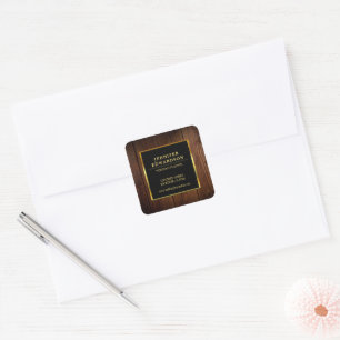 Pegatina Cuadrada Producto de madera negra dorada profesional modern