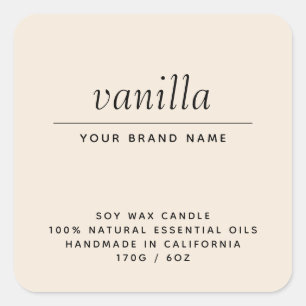 Pegatina Cuadrada Producto de velas de embalaje beige moderno