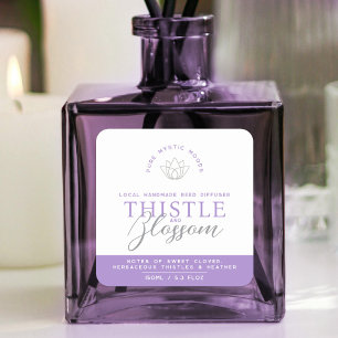 Pegatina Cuadrada Producto difusor de caña de caramelo morado