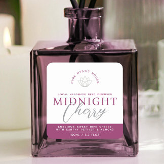 Pegatina Cuadrada Producto difusor de caña roja de cereza oscura