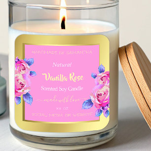 Pegatina Cuadrada Producto floral de color rosado Giro Etiquetas de 