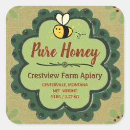 Pegatina Cuadrada Producto Gold Honey Bee Style de 5 libras/2.27 kg