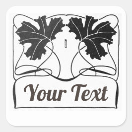 Pegatina Cuadrada Producto hecho a mano Vintage Art Nouveau