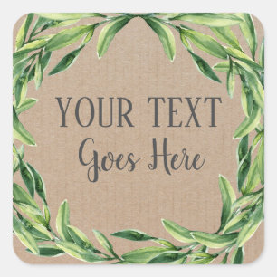 Pegatina Cuadrada Producto hecho a mano Vintage Floral Wreath Craft