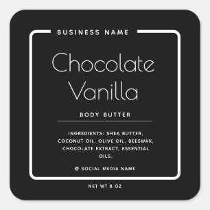 Pegatina Cuadrada producto negro de la tipografía moderna minimalist