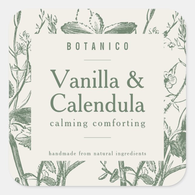 Pegatina Cuadrada Producto sencillo moderno de crema de salvia botán (Anverso)