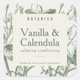 Pegatina Cuadrada Producto sencillo moderno de crema de salvia botán