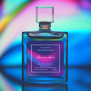 Pegatina Cuadrada Producto simple de lavanda holográfica