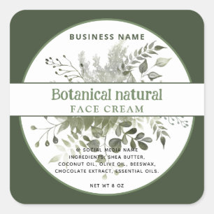 Pegatina Cuadrada Productos botánicos elegantes de vegetación modern