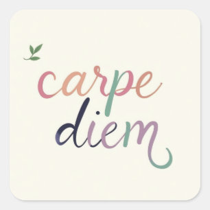 Pegatina Cuadrada Productos con un diseño "carpe diem"