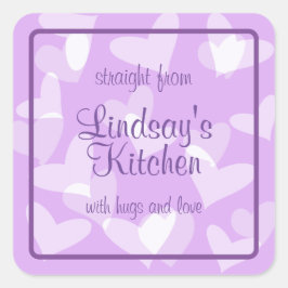Pegatina Cuadrada Productos horneados para el corazón de Lavender