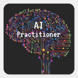 Pegatina Cuadrada Profesional de la IA en la tecnología de inteligen