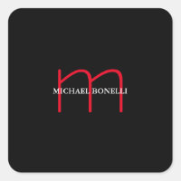 Profesional del monograma rojo moderno negro
