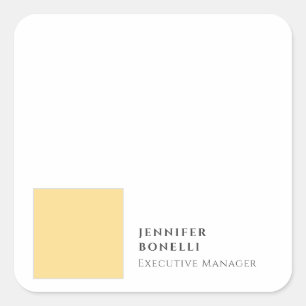 Pegatina Cuadrada Profesional minimalista moderno amarillo blanco