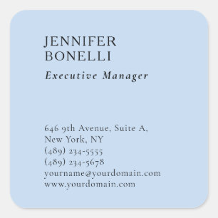 Pegatina Cuadrada Profesional minimalista moderno elegante azul páli