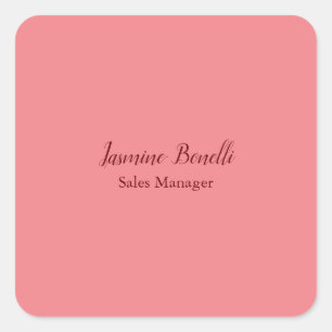Pegatina Cuadrada Profesional Moderno Añadir nombre Minimalista pers