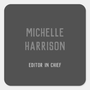 Pegatina Cuadrada Profesional Moderno Simple Elegante Negro Gris