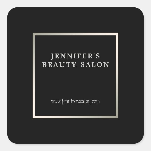 Pegatina Cuadrada Profesional promocional de plata negra moderna (Anverso)