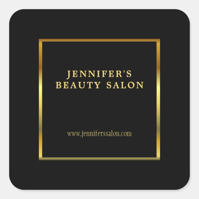 Pegatina Cuadrada Profesional promocional del oro negro moderno (Anverso)