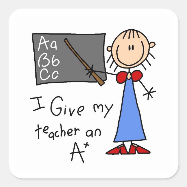 Pegatina Cuadrada Profesor A Plus (Anverso)