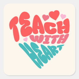 Pegatina Cuadrada Profesor con corazón