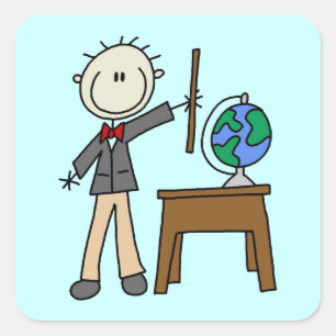 Pegatina Cuadrada Profesor Con Globo