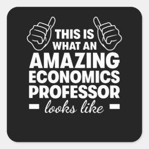 Pegatina Cuadrada Profesor de economía asombroso