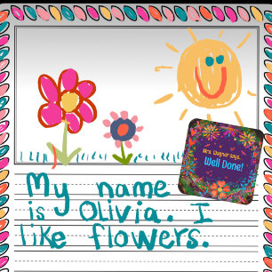 Pegatina Cuadrada Profesor de Floral Cardíaca Personalizado Motivaci