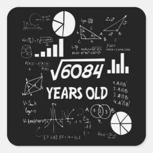 Pegatina Cuadrada Profesor de matemáticas de cumpleaños 77 años rega