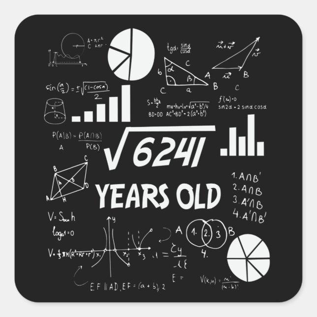 Pegatina Cuadrada Profesor de matemáticas de cumpleaños 78 años rega (Anverso)