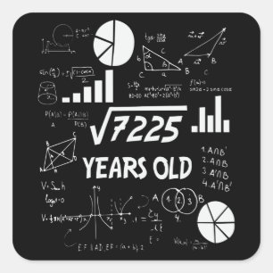 Pegatina Cuadrada Profesor de matemáticas de cumpleaños 85 años rega