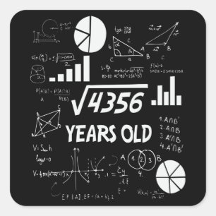 Pegatina Cuadrada Profesor de matemáticas de cumpleaños número 66 añ