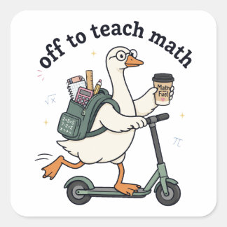 Pegatina Cuadrada Profesor de matemáticas Funny Goose listo para ens