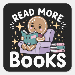 Pegatina Cuadrada Profesor de Navidad Lee Más Libros Divertido 