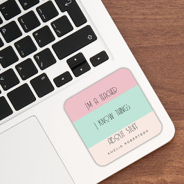 Pegatina Cuadrada Profesor divertido colorblock personalizado 