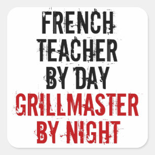 Pegatina Cuadrada Profesor Francés Grillmaster