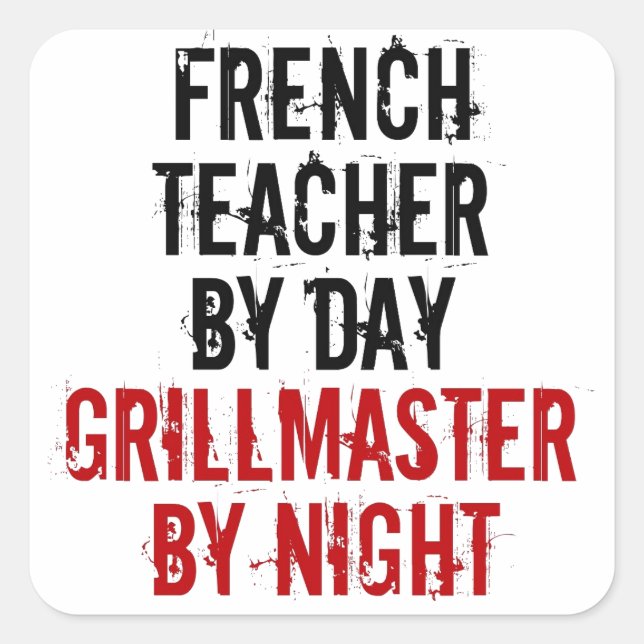 Pegatina Cuadrada Profesor Francés Grillmaster (Anverso)