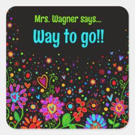 Pegatina Cuadrada Profesor motivacional cardiaco personalizado