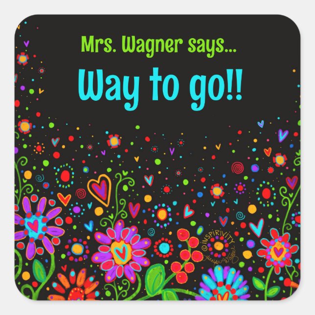 Pegatina Cuadrada Profesor motivacional cardiaco personalizado (Anverso)